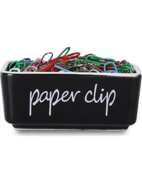 Soporte de Clips de Papel Cerámica ONTUBE Negro 8.4 cm