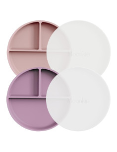 Platos de Succión Moonkie 2 Pcs Rosa Pálido Silicona BPA Libre
