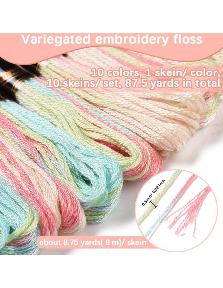 10 Madejas Hilo de Bordar Variegado 80m Poliester CABODYALS