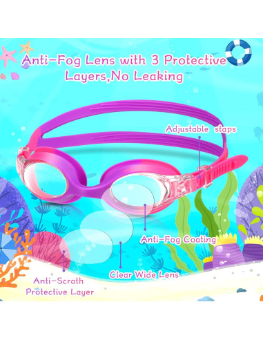 Macarrie Gafas de Natación para Niños 6 Pcs Antivaho