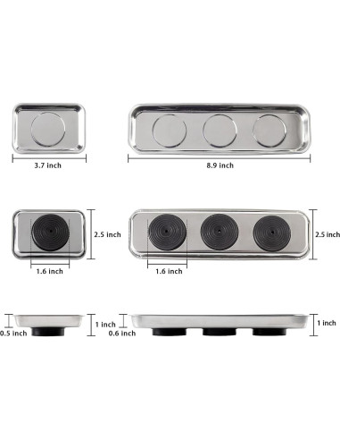 Juego de 3 Bandejas Magnéticas Rechabite Acero Inoxidable