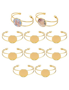 Pulseras Ajustables de Latón 10Pcs 25mm SUNNYCLUE para DIY