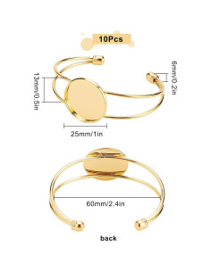 Pulseras Ajustables de Latón 10Pcs 25mm SUNNYCLUE para DIY 2