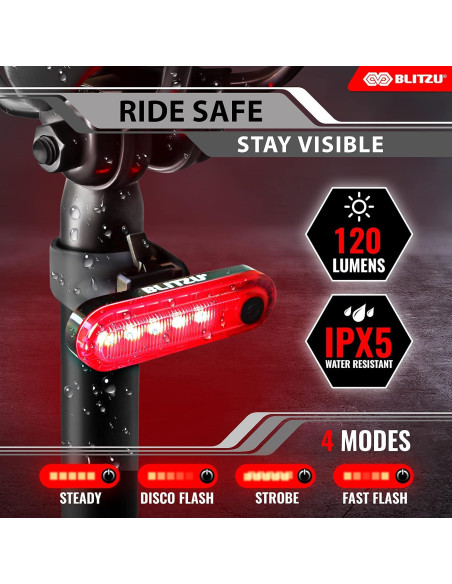 Juego de Luces de Bicicleta BLITZU Gator 390 Recargables LED