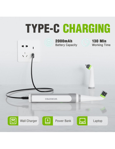 Cepillo Eléctrico WORKPRO para Lechada y Azulejos IPX6