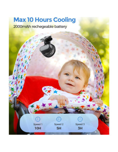 Ventilador Mini AMACOOL HF386 Portátil 3 Velocidades 10H