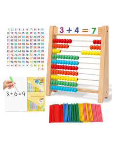 Ábaco de Madera Ranqibo para Niños 3-7 Años con 100 Bolas