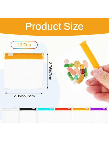 12 Bolsas de Píldoras Reutilizables Wanmu, Cierre Autocerrable