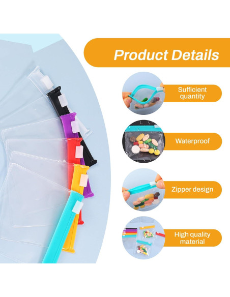 12 Bolsas de Píldoras Reutilizables Wanmu, Cierre Autocerrable