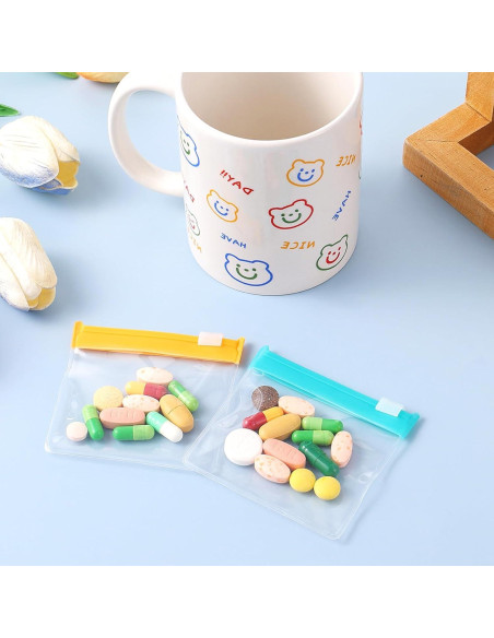 12 Bolsas de Píldoras Reutilizables Wanmu, Cierre Autocerrable