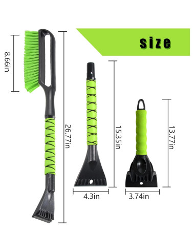 Cepillo de Nieve YEECOPON 68.6 cm y Raspador de Hielo 25.4 cm