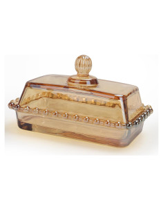 Plato de Mantequilla de Vidrio Ámbar con Tapa 226.8g Manaluck