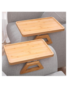 Bandeja de Brazo de Sofá Plegable Danfoxer 2 Pcs Bambú Natural