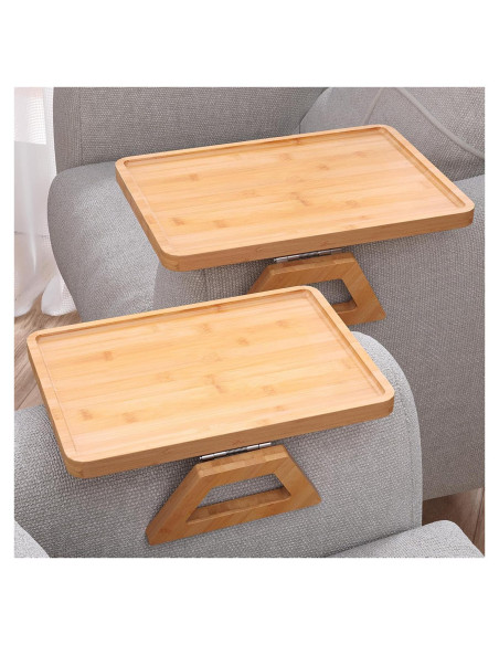 Bandeja de Brazo de Sofá Plegable Danfoxer 2 Pcs Bambú Natural