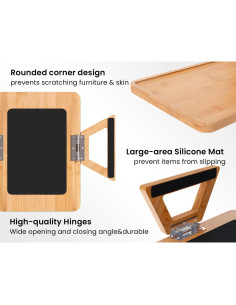 Bandeja de Brazo de Sofá Plegable Danfoxer 2 Pcs Bambú Natural 2