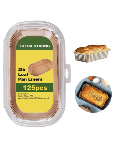 Forros para Pan de Molde Antiadherentes Mutvle 125 Pcs 9x5"