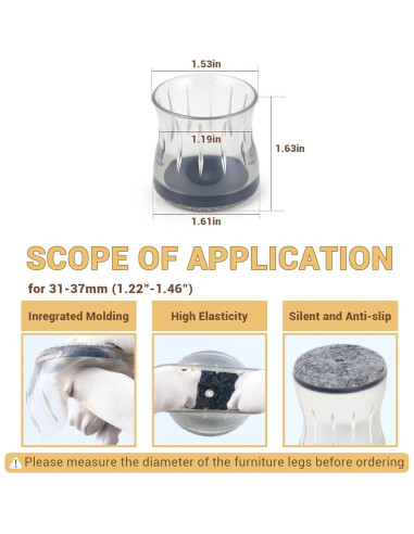 24 Protectores de Suelo Silicona y Fieltro HOME MASTER