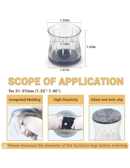 24 Protectores de Suelo Silicona y Fieltro HOME MASTER