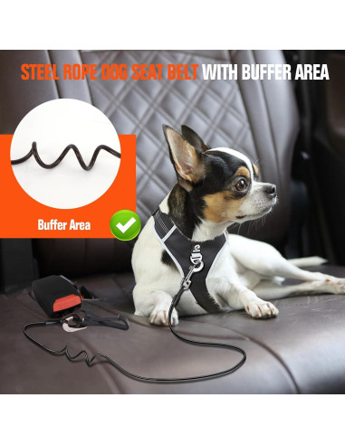 Cinturón de Seguridad para Perros CHZUOBER 2 en 1 Acero 70cm