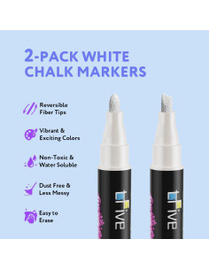 Marcadores de Tiza Líquida TFIVE Blancos - Paquete de 2 Unidades 2