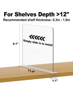 Organizador de Estante Saccik - 8 Divisores Acrílicos Transparentes 2