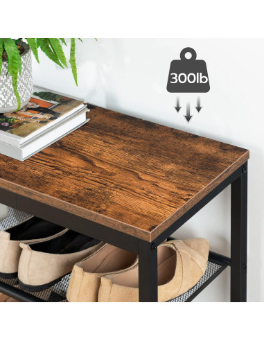 Banco para zapatos HOOBRO 3 niveles marrón rústico 74.93 cm