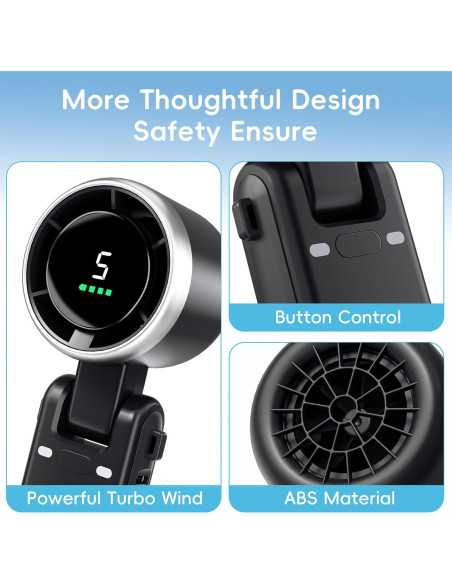 Ventilador de Mano Plegable Morelax Turbo 4000mAh 5 Velocidades Ventilador de Mano Plegable Morelax Turbo 4000mAh 5 Velocidades