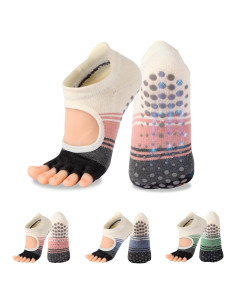 Calcetines Antideslizantes de Pilates BERVASTO 3 Piezas Mujeres