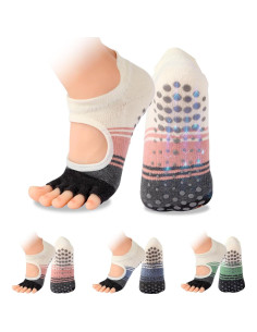 Calcetines Antideslizantes de Pilates BERVASTO 3 Piezas Mujeres 2