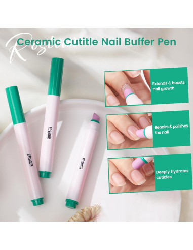 Bolígrafo Empujador de Cutículas Rosiour 3 en 1 Cerámica 12.7cm