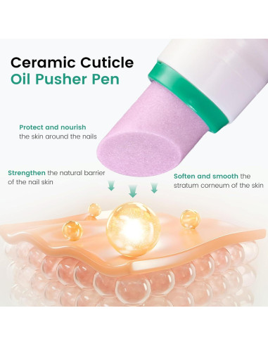 Bolígrafo Empujador de Cutículas Rosiour 3 en 1 Cerámica 12.7cm