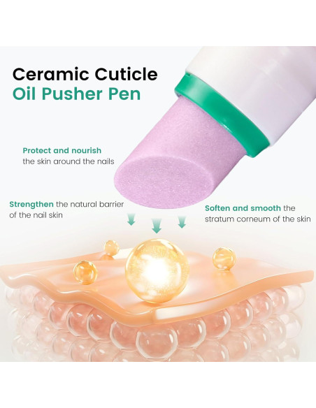 Bolígrafo Empujador de Cutículas Rosiour 3 en 1 Cerámica 12.7cm