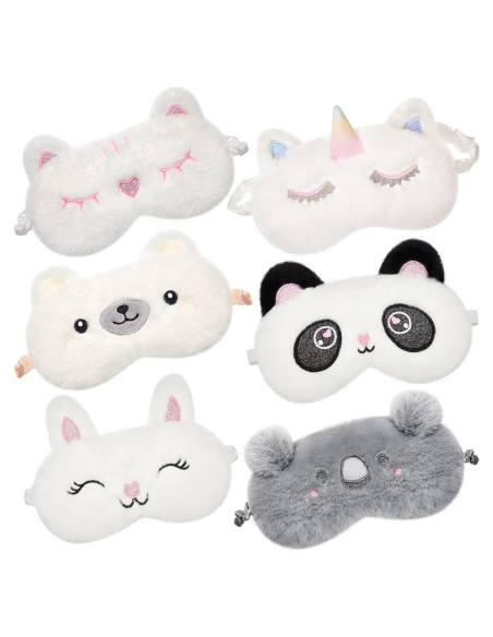 Geyoga 6 Pcs Máscaras de Sueño de Peluche para Adultos