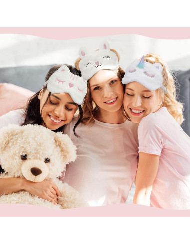 Geyoga 6 Pcs Máscaras de Sueño de Peluche para Adultos