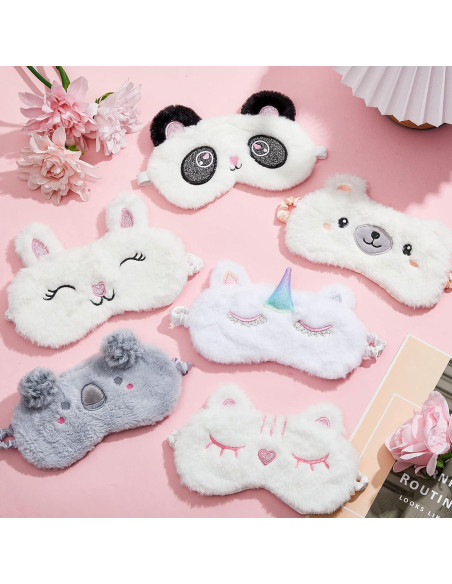 Geyoga 6 Pcs Máscaras de Sueño de Peluche para Adultos