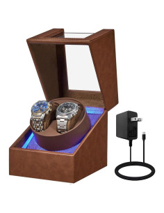 BEWISHOME Reloj Winder Doble con Luz LED y Motor Silencioso