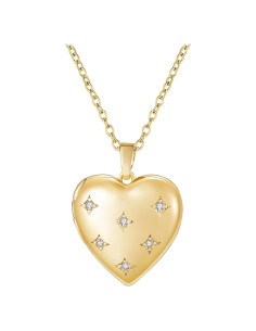 Collar Medallón Corazón YOUFENG con 2 Imágenes 45cm Oro 14K