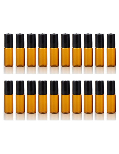 20 Botellas de Vidrio Ámbar 5ml con Rodillo ELFENSTALL