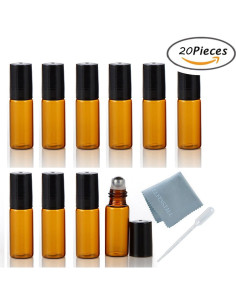 20 Botellas de Vidrio Ámbar 5ml con Rodillo ELFENSTALL 2