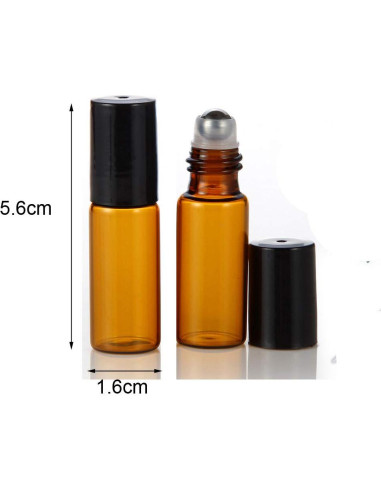 20 Botellas de Vidrio Ámbar 5ml con Rodillo ELFENSTALL