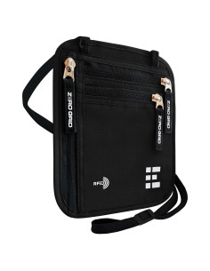 Billetera de Cuello Zero Grid Grande Negra con Bloqueo RFID