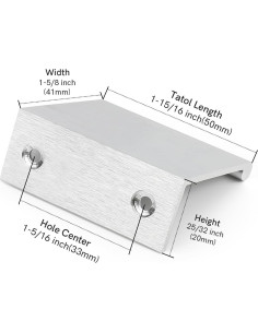 Tiradores de Gabinete Rergy 4 Piezas Niquel Cepillado 33mm 2