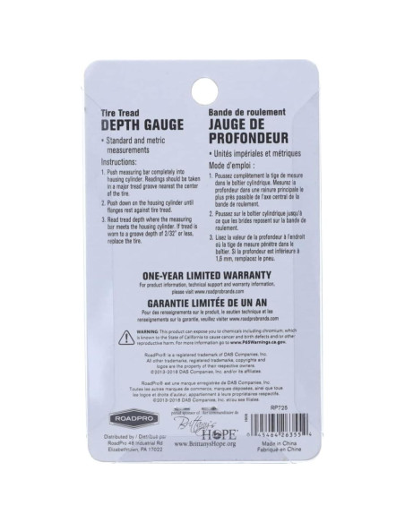 Medidor de Profundidad de Banda de Rodadura RoadPro RP725 Doble Calibración