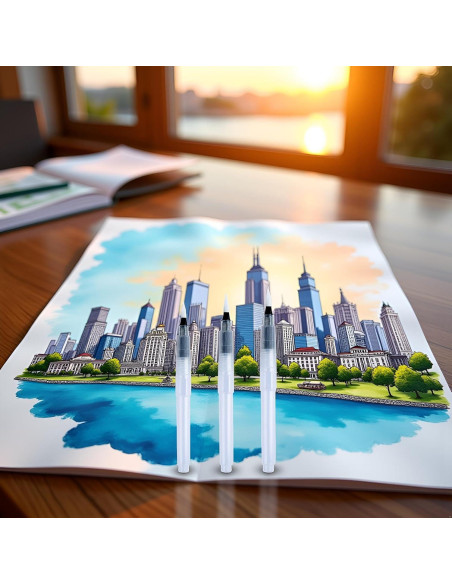 Juego de 3 Pinceles de Agua Recargables Mozff - Acuarela