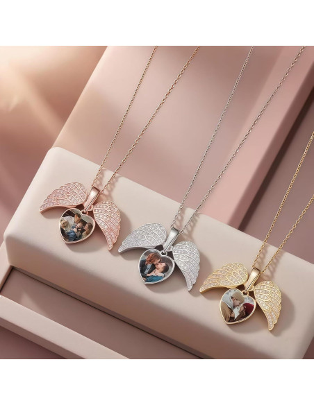 Collar Locket Personalizado Corazón Plata 2x2.1cm Mujeres Collar Locket Personalizado Corazón Plata 2x2.1cm Mujeres