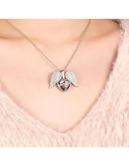 Collar Locket Personalizado Corazón Plata 2x2.1cm Mujeres Collar Locket Personalizado Corazón Plata 2x2.1cm Mujeres