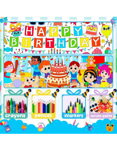 Paquete de 2 Pósters Gigantes para Colorear Cumpleaños Rossorha