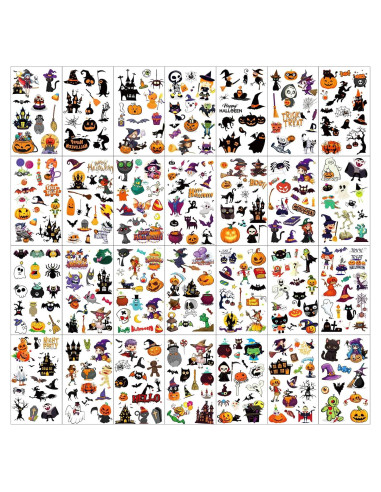 Tatuajes Temporales de Halloween Hotoyannia - 30 Hojas 380+ PCS