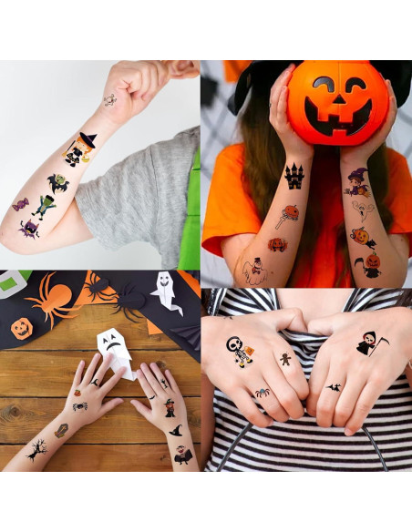 Tatuajes Temporales de Halloween Hotoyannia - 30 Hojas 380+ PCS Tatuajes Temporales de Halloween Hotoyannia - 30 Hojas 380+ PCS