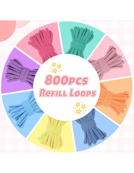 800 Bucles de Pastel Raylinix para Telar 7 Pulgadas - Manualidades